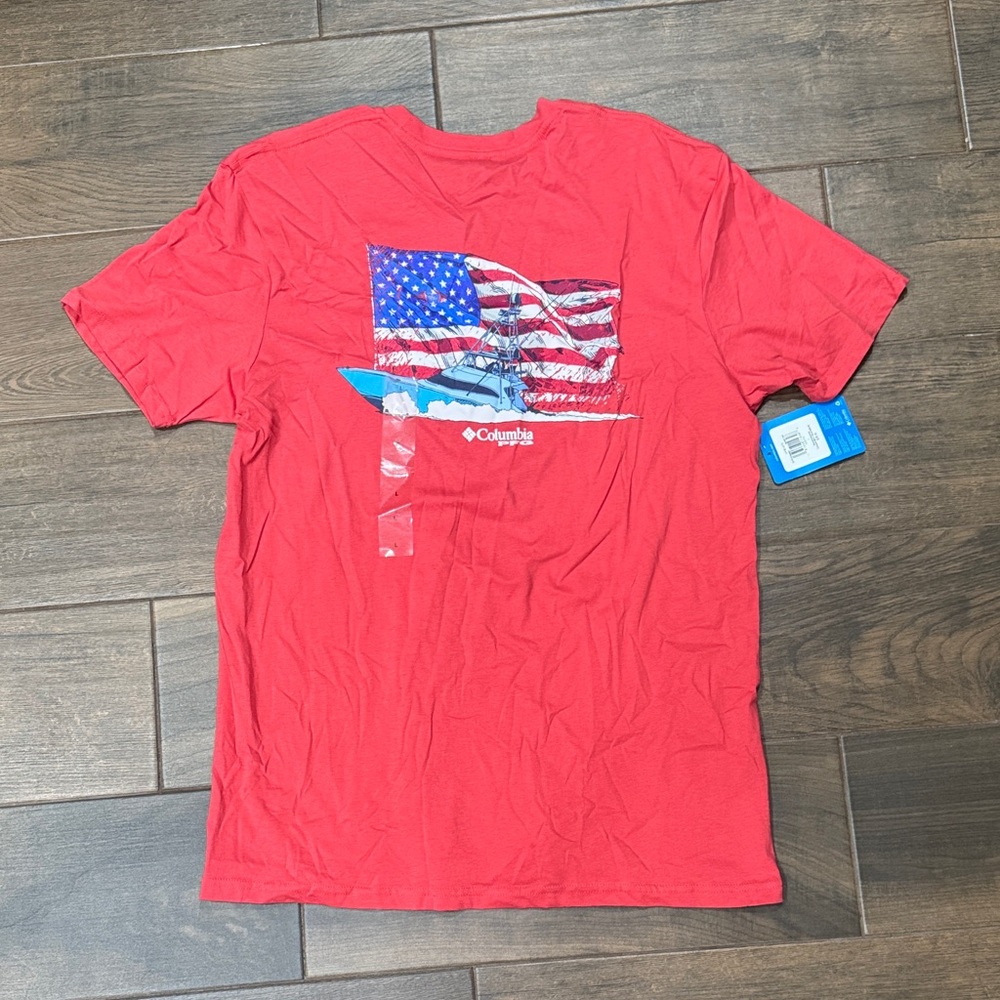 Columbia Men's Red American Flag Tee